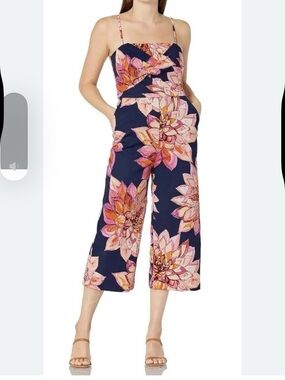 Trina Turk Floral Jumpsuit in Navy and Pink